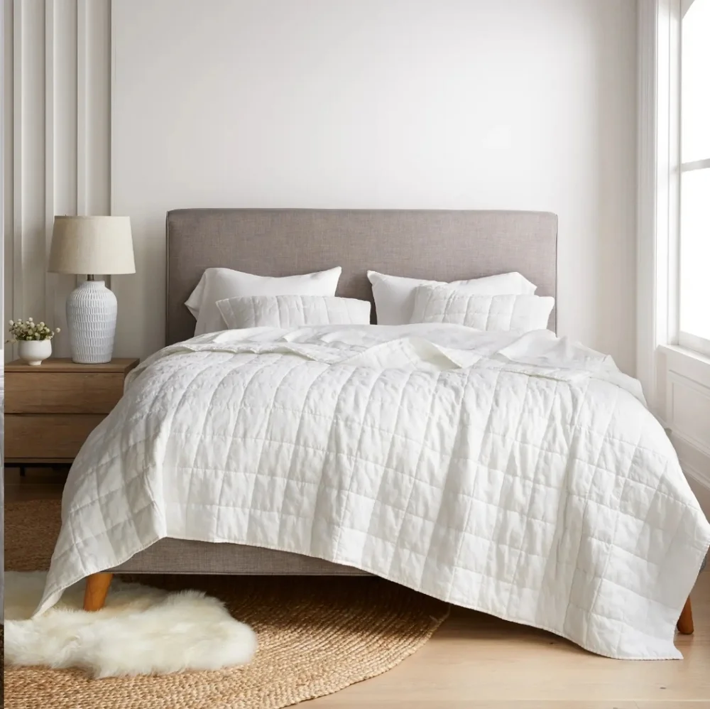 Quince European Linen White Box Quilt! Sz. King/ Cal King (572)_3
